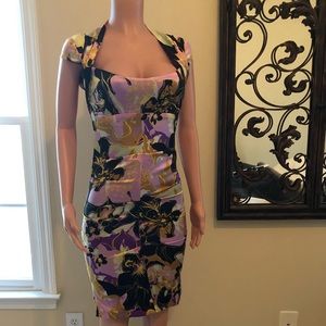 Cache Multi-colored Silk/Satin Cocktail Dress